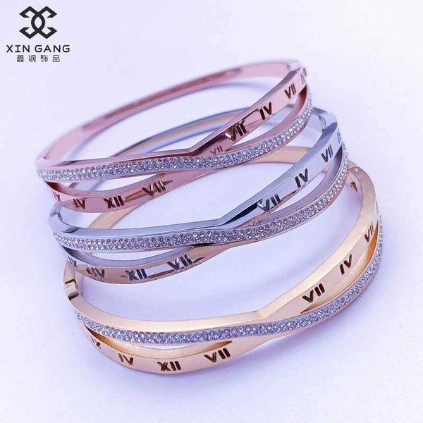 

selling funds light luxury and high-end roman titanium steel bracelet with niche design card ins, Black