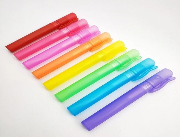 

selling mini refillable 10ml empty perfume bottle atomizer fashion colorful plastic pen clip deodorant bottles7707208