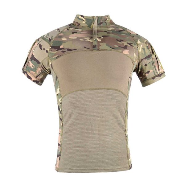 

men camouflage tactical shirt combat multicam camo short sleeve t-shirt, White;black