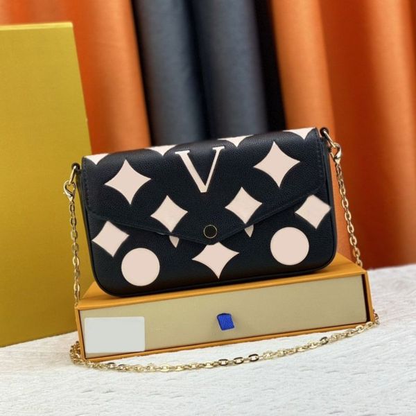 

designer women shoulder bag pochette felicie 1v handbags embossed flower letter louiseitys purse viutonityseather chain evening bags ladies