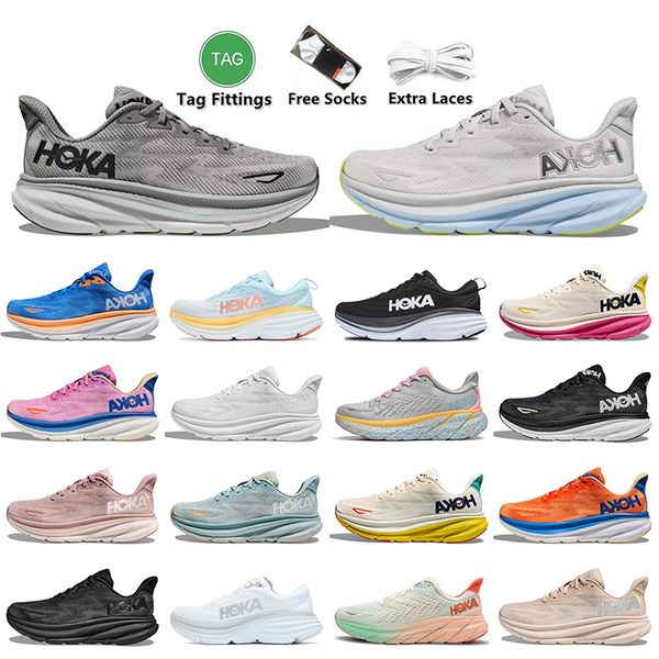 

hoka clifton 9 harbor mist grey women mens running shoes hokas clifton bondi 8 ice water people blue triple white black mesh jogging walking