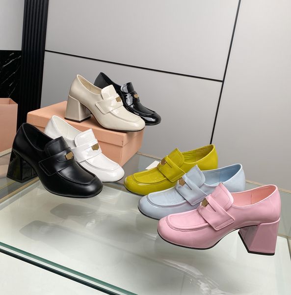 

genuine leather penny loafer designer women quality band logo-engraved coin oxford loafer dress platform chunky heels office shoes, Black