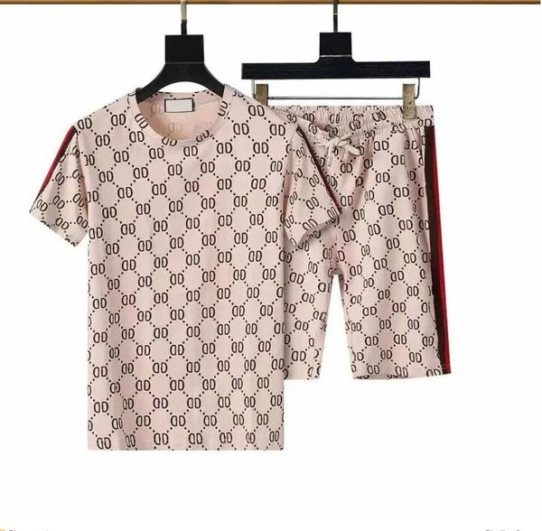 

mens tracksuit letters summer fashion sportswear short sleeves pullover jogger pants suits o-neck sportsuit -3xl, Gray