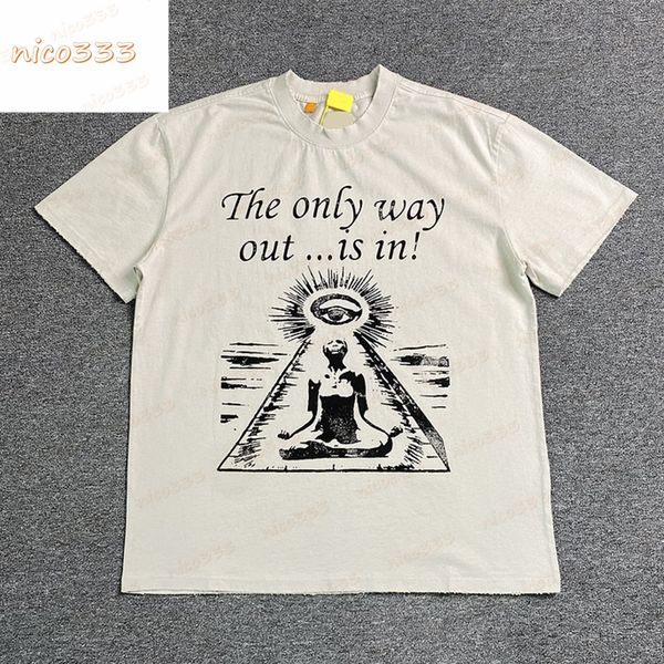 

23ss new t shirt ga depts eye of prophecy letter print pattern round neck loose cotton versatile men women short sleeve, White;black