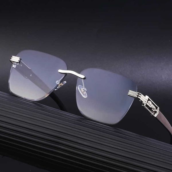 

frameless cut edge sunglasses for men's new box leopard sunglasses trendy glasses, White;black