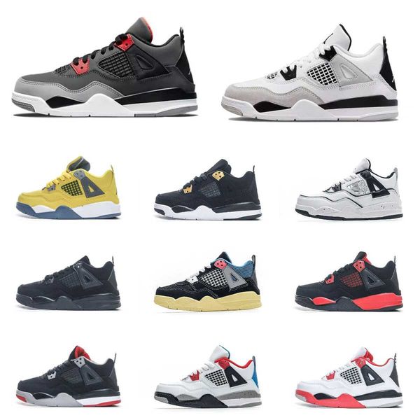 

jumpman 4s kids military black basketball shoes baby red thunder infrared union 4 black cat all white pink pure money jordens trainers girl
