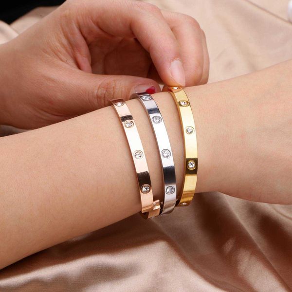 

original products korean version new couple bracelet c card with diamond titanium steel rose gold female accessories, Black