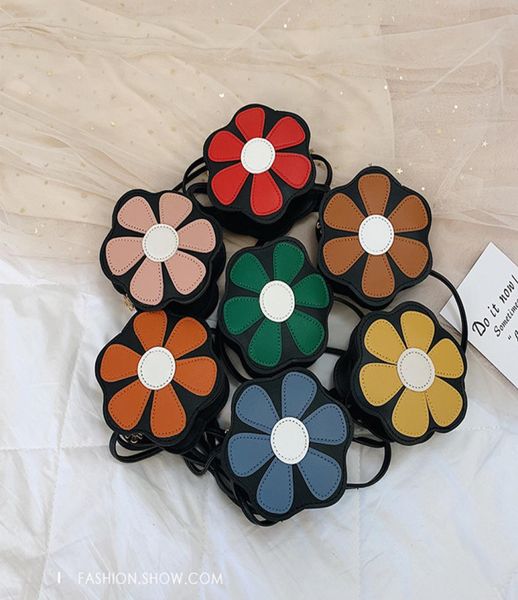 

cute flower style girls messenger bag pu leather 7 colors lovely flower children bags coin bag girls bag m0726530010