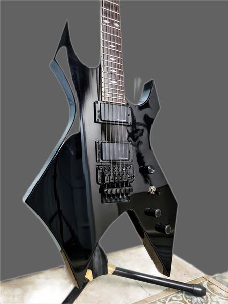 

black bc rich signature special electric guitar, point mosaic, turn on pickup