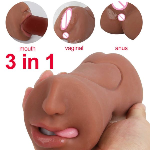 

toy massager 3 in 1 male masturbator realistic vagina pocket pussy silicone vaginas mouth anal blowjob masturbation toys for men 18