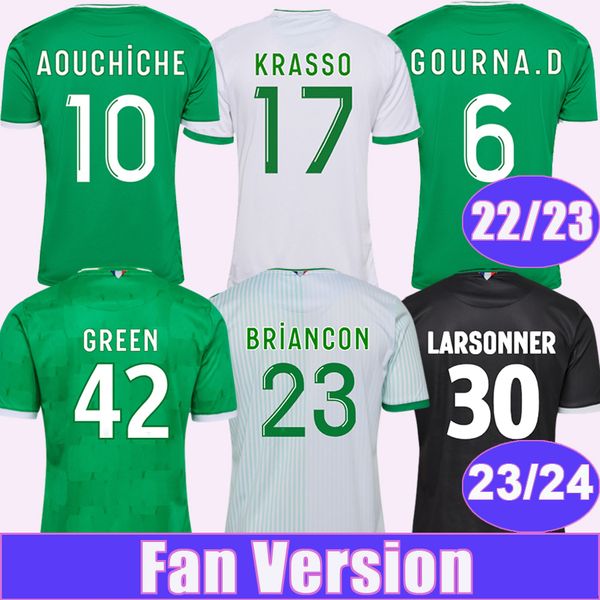 

2023 24 as saint-etienne mens soccer jerseys 22 23 bouchouari aiki aouchiche sow gabriel silva palencia neyou d. bouanga perrin rivera home, Black;yellow