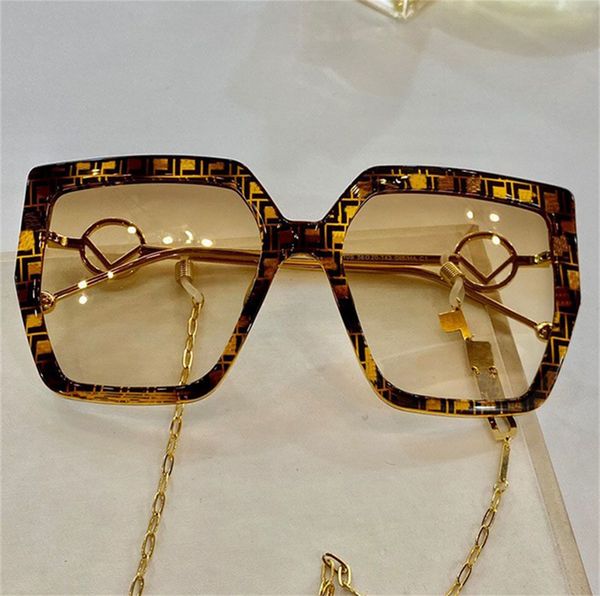 

2023 0410s sunglasses women classic fashion shopping big box glasses with metal chain anti-ultraviolet uv 400 lens size 56-20-145 designr, White;black
