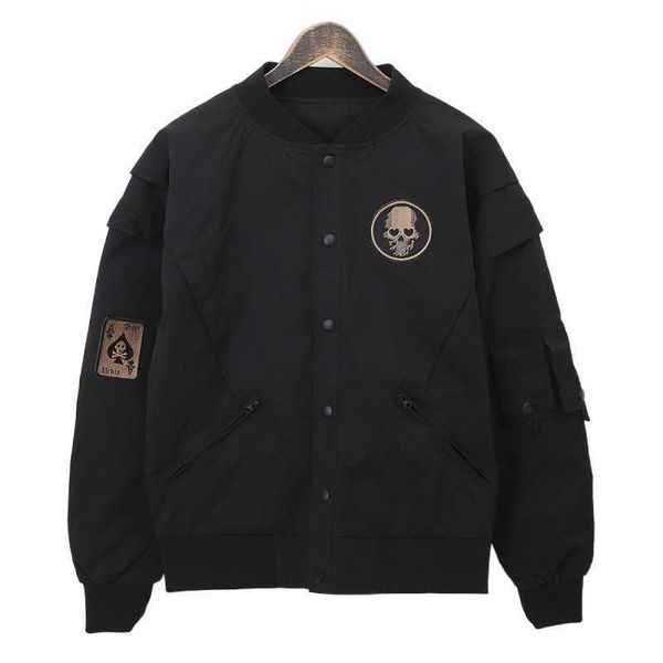 

tide ma1 pilot jacket workwear stand collar coat men's embroidery youth baseball coat, Black;brown