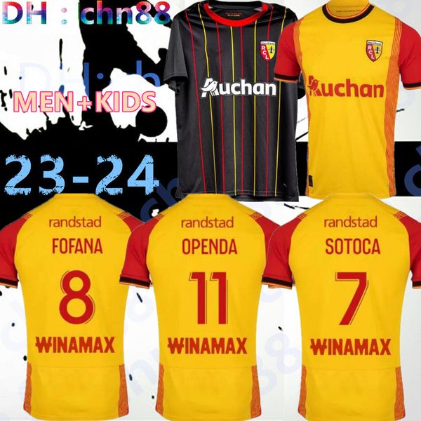 

fans player version maillot rc lens 23 24 soccer jerseys home yellow saint-barbe special kakuta openda ganago sotoca fofana football shirt 2, Black;yellow
