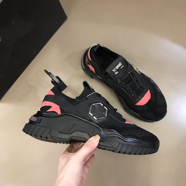 

2023 designer sneakers white leather calfskin casual shoes calfskin platform trainer technical shoe knit retro patchwork sneaker dress shoes, Black