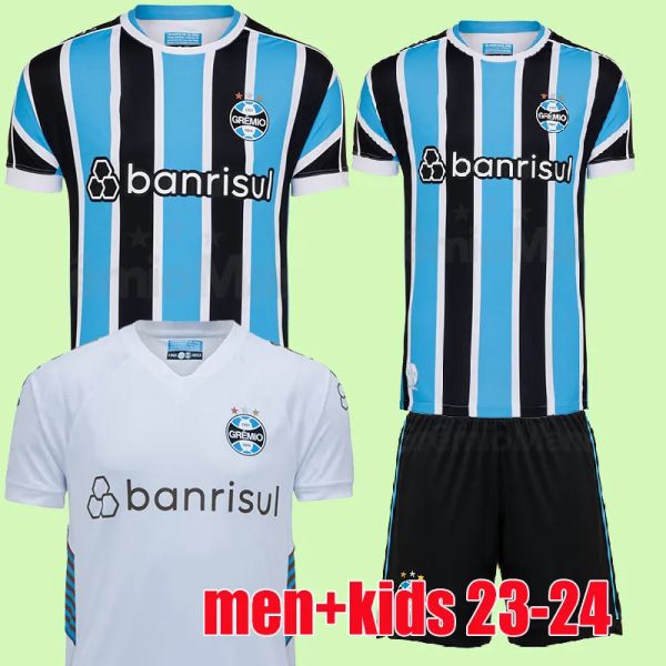 

23 24 gremio soccer jerseys suarez campaz villasanti benitez ferreira janderson camisa home away third outubro rosa football shirts men kids, Black;yellow