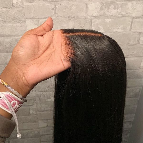 

silky straight human hair hd lace wigs 4x4 5x5 6x6 7x7 13x4 13x6 swiss lace bleach knots pre plucked natural hairline for black women, Black;brown