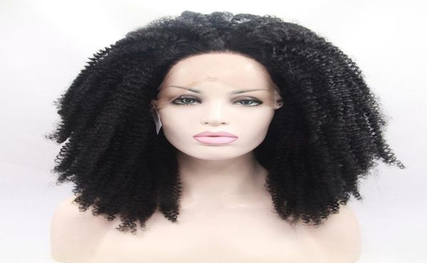 

aohai stock black afro kinky curly 24 inches heat resistent fiber synthetic lace front wigs natural hairline for woman for cosplay3702112