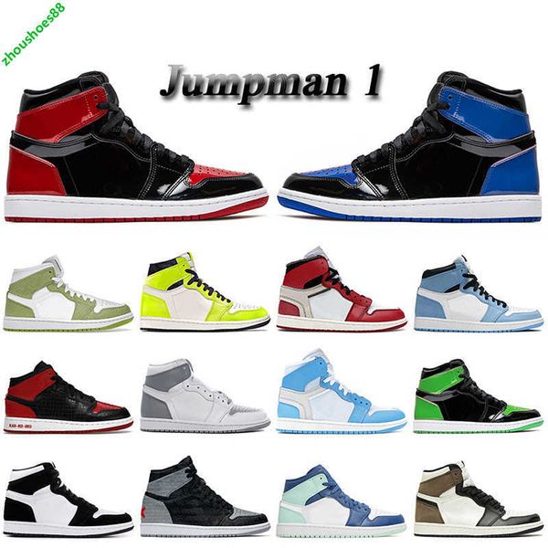 

j1 leather patent bred jumpman 1s basketball shoes royal blue 1 green python visionaire rebellionaire banned university blue women mens snea