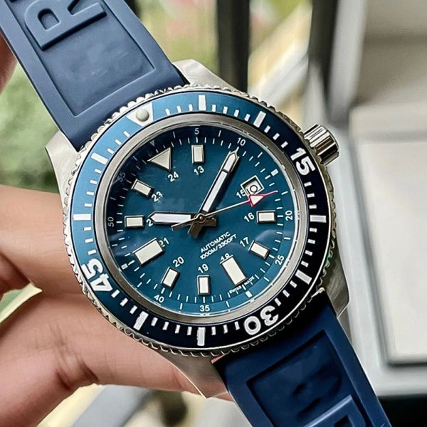 

aaa 3a quality brand watches 44mm men sapphire glass rubber band with gift box automatic mechanical jason007 watch 01-3, Slivery;brown