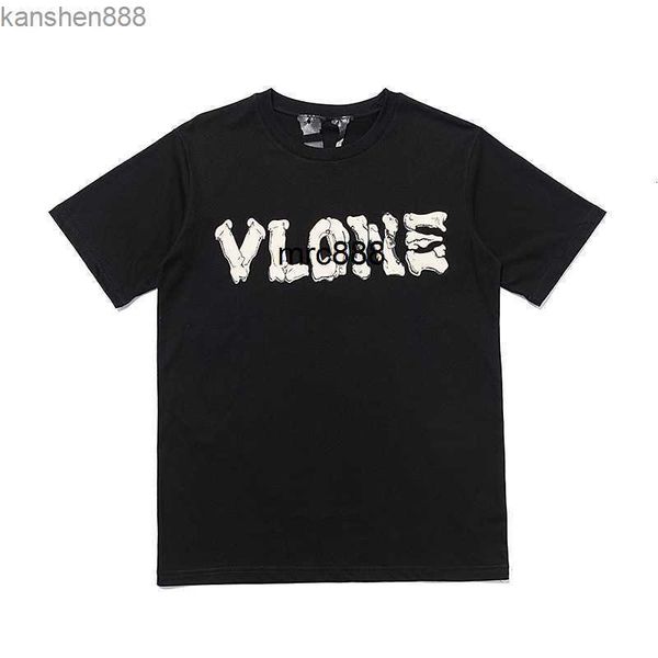 

fashion vlonss big v letter print short sleeve t-shirt men and women hip hop lovers half, White;black