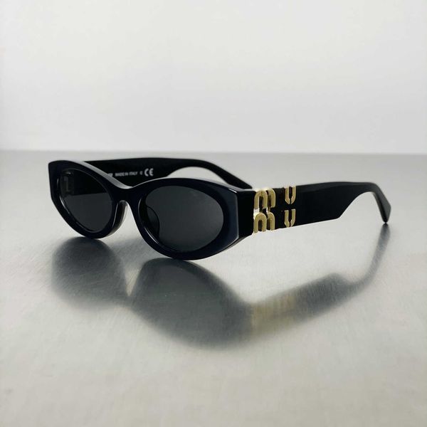 

2023 new miu female miao jiagao version oval metal sunglasses french, White;black