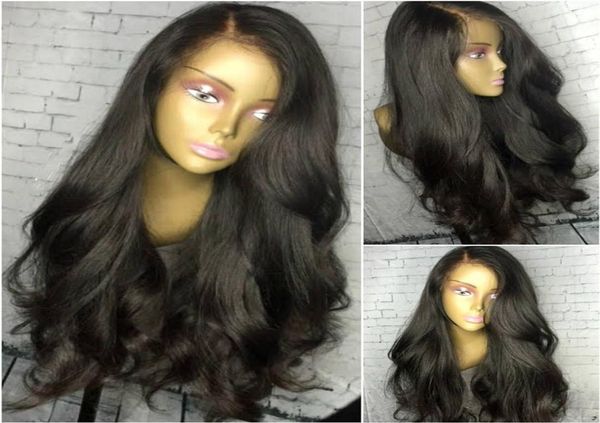 

silk full lace wigs brazilian virgin hair body wave glueless silk lace front wigs 100 human hair silk base wig7201864, Black;brown