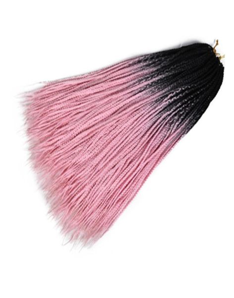 

3x box braids synthetic braiding hair ombre two color 24inch 22roots crochet braids synthetic hair extensions 1629779, Black