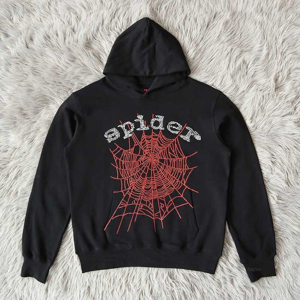 

men's hoodies sweatshirts 2022fw puff print sp5der hoodie men women young thug spider hoodie red web graphic hooded 555555 sweatshirts, Black