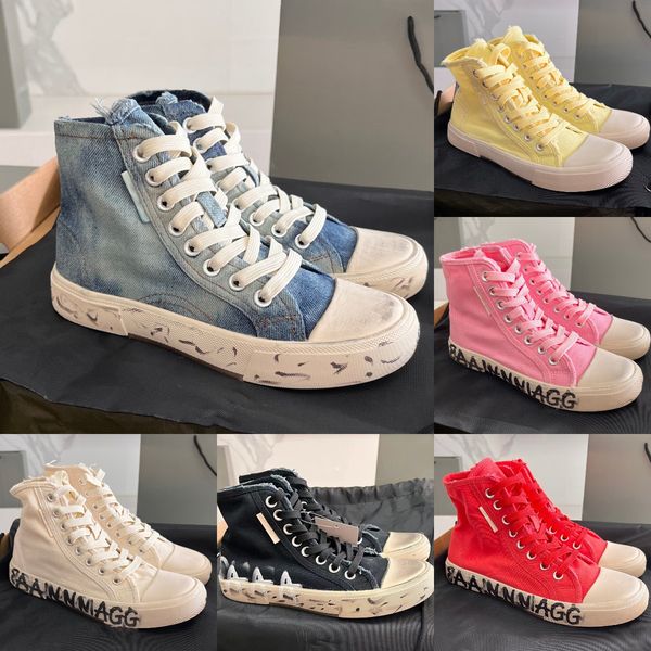 

high graffiti sneaker boots designer womrn men casual shoes luxury platform canvas embossed dirty sneakers shoe, Black