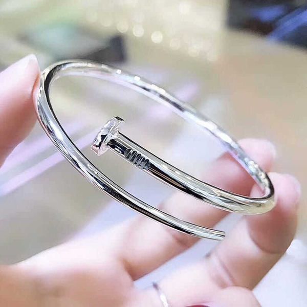 

original products sterling silver 9999 nail bracelet full simple fashion solid opening men's and women's young gifts to girlfriend, Black