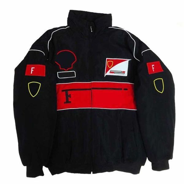 

f1 racing suit long-sleeved jacket retro motorcycle team winter cotton clothing embroidered warm tyiw, Black;brown