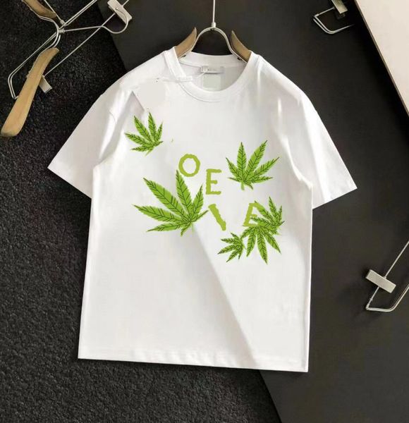 

men tees shirt round collar shirts short sleeve casual tshirt loose daily shirt letter green leaf print white black, Black;brown