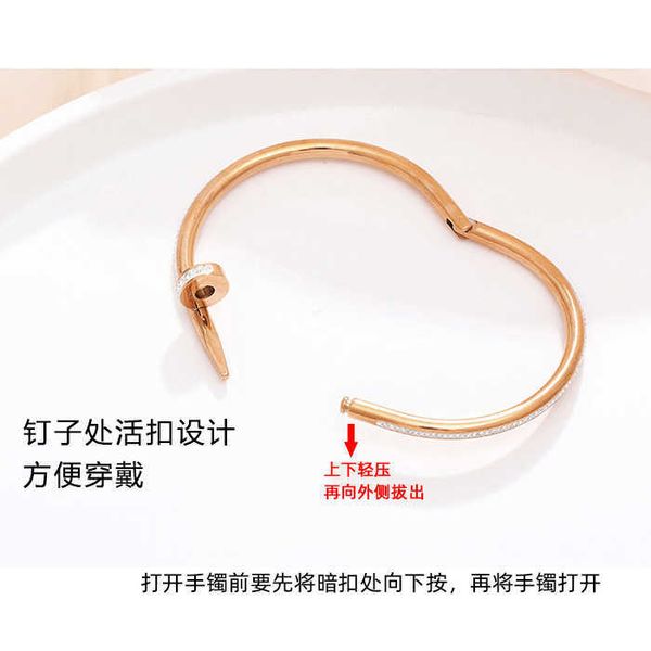

titanium steel non fading nail bracelet for women 18k rose gold diamond ins niche design new vj4c, Black