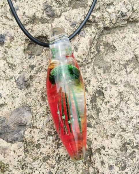 

vintage green jellyfish hand blown drop style glass necklace89896457931423, Silver