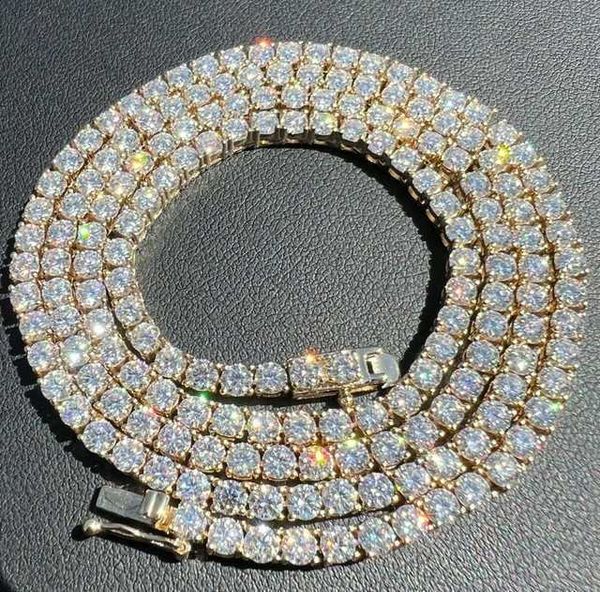 

full size vvs moissanite diamond hip hop tennis chain pass diamond tester 4mm moissanite tennis chain, Silver