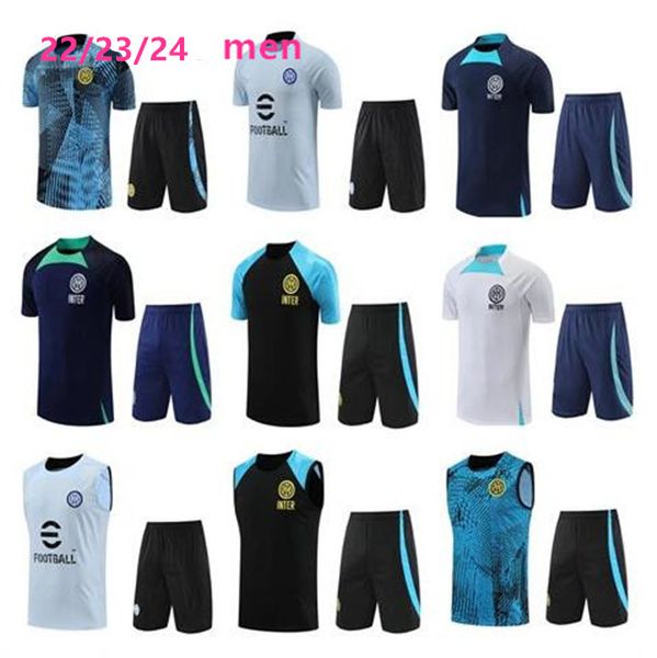 

22 23 24 inter tracksuit lautaro milano soccer jerseys training suit 22/23 milans camiseta de foot short sleeve sportswear, Black;yellow