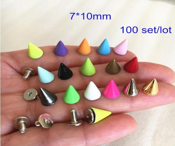 

100 set metal bullet rivet stud spikes710mm colored metal screw back rivetcone bullet spikesdiy leathercraft findings7259241, Silver
