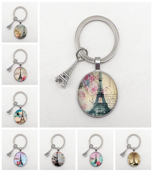 

2020 the new eiffel tower statement keychain art po glass bevel pendant charm keychain diy keychain gift jewelry9433558, Silver