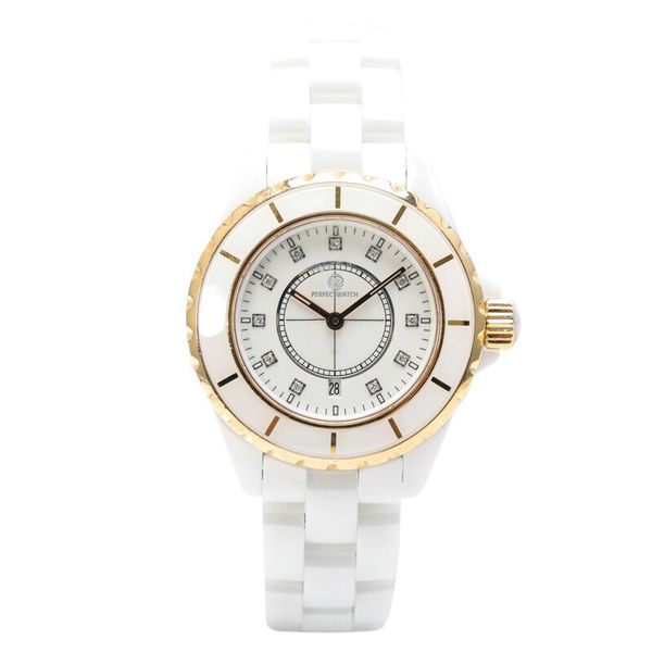 

fashion casual women's watch quartz movement ceramic strap, sapphire glass deep waterproof, Slivery;brown