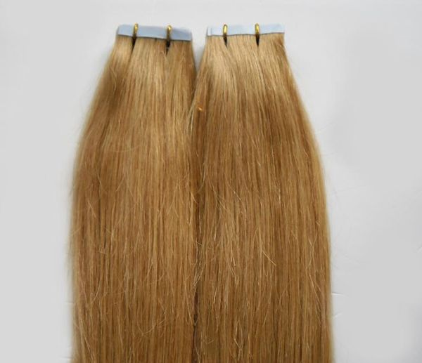 

tape in human hair extensions 100g real remy human hair 25g per piece tape in blonde seamless skin weft tape hair extensions7353293, Black