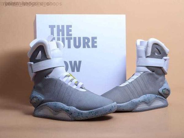 

2022 authentic mag back to the future marty mcfly led boots mens lighting sneakers with box men winter ankle shoes size 40-47, Black