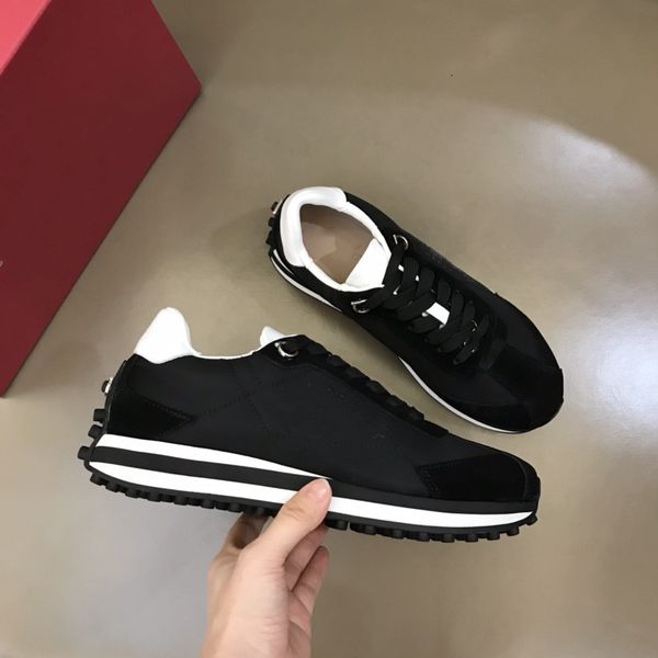 

designer sneakers white leather calfskin casual shoes calfskin platform trainer technical shoe knit retro patchwork sneaker dress shoes size, Black