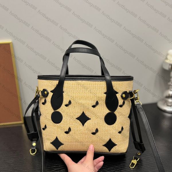 

designer beach bag shopping tote women summer bucket pillow bag luxury handbags hollow out woven summer straw embroidered raffia shoulder ba