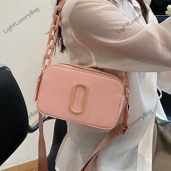 

designer pink camera bags thick chain shoulder crossbody bag fashion wild wallets women leather luxury handbags classic female purses 230618