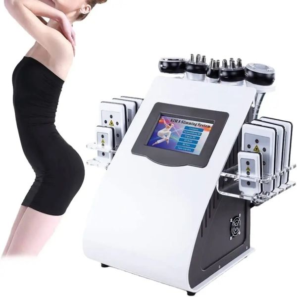 

6 in 1 40k ultrasonic cavitation slimming vacuum pressotherapy rf 8 pads lipo laser weight loss lllt lipolysis 635nm 650nm body shaping mach