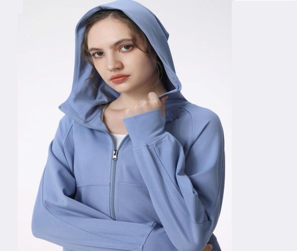 

ll women yoga define jacket hooded long sleeves outfit solid color back zipper gym jackets shaping waist tight fitness jogger outf8671552