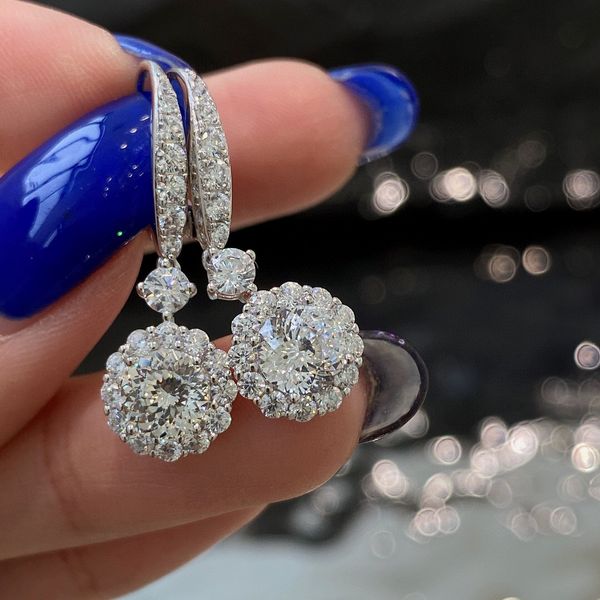 

well sale original single high-end quality 925 sterling silver fireworks shaped circular pendant with full diamond earrings for women weddin, Golden;silver