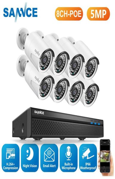

sannce 8ch 5mp fhd poe video surveillance cameras system h264 5mp nvr with outdoor waterproof security ip cameras audio record h3646083