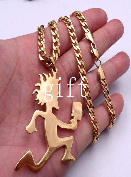 

insane clown posse 2quot hatchetman stainless steel golden pendant necklace w24quot figaro chain2994261, Silver